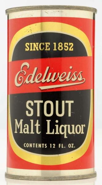 EDELWEISS STOUT MALT LIQUOR FLAT TOP BEER CAN.    