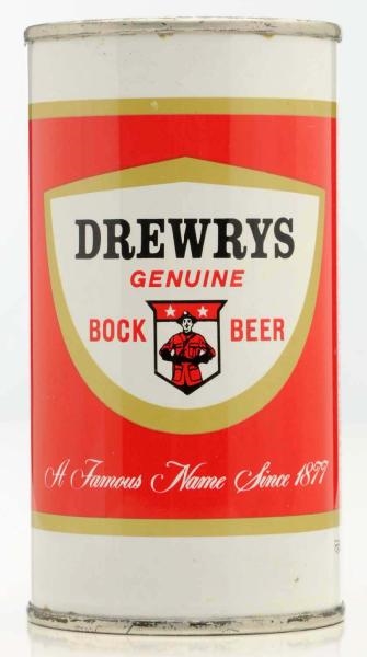 DREWRYS BOCK BEER FLAT TOP BEER CAN.              