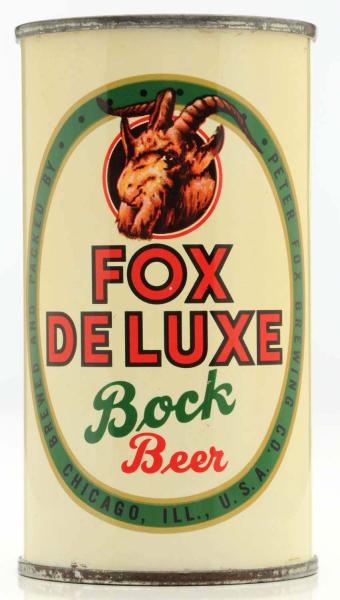 FOX DELUXE BOCK FLAT TOP BEER CAN.                