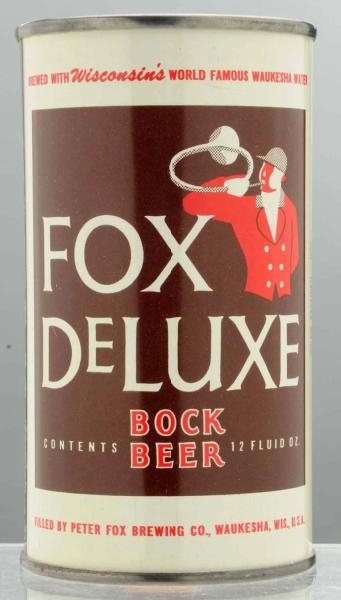 FOX DELUXE BOCK BEER FLAT TOP BEER CAN.           