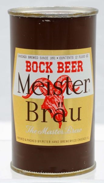 MEISTER BRAU BOCK FLAT TOP BEER CAN.              