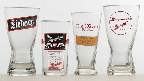 LOT OF 4: ENAMELED BEER GLASSES.                  