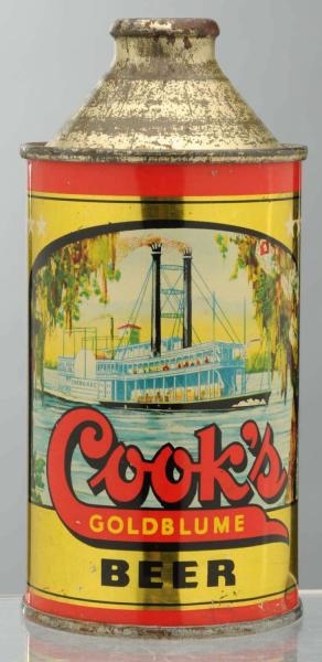 COOKS GOLDBLUME BEER HP CONE TOP BEER CAN.       