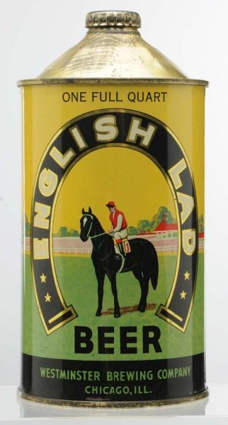 ENGLISH LAD BEER QUART CONE TOP BEER CAN.*        