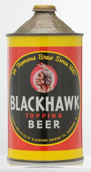 BLACKHAWK TOPPING BEER QUART CONE TOP BEER CAN. * 