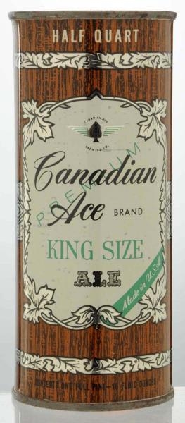 CANADIAN ACE ALE HALF-QUART FLAT TOP BEER CAN.    
