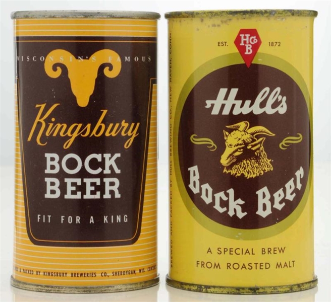 KINGSBURY BOCK & HULLS BOCK FLAT TOP BEER CANS.* 