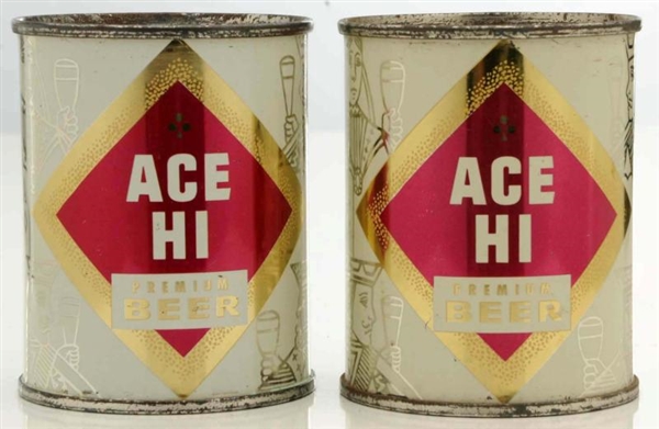 ACE HI PREMIUM BEER SMALL FLAT TOP BEER CANS.     