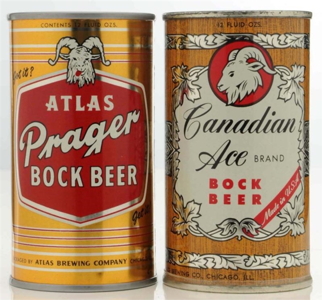 ATLAS PRAGER & CANADIAN ACE BOCK BEER CANS.       