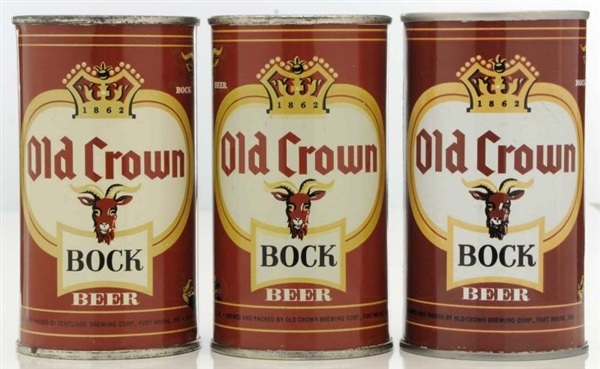 OLD CROWN BOCK FLAT TOP & PULL TOP CANS.          