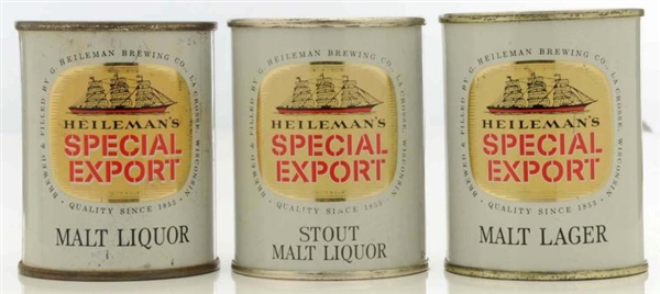 HEILEMANS SPECIAL EXPORT FLAT TOP BEER CANS.     