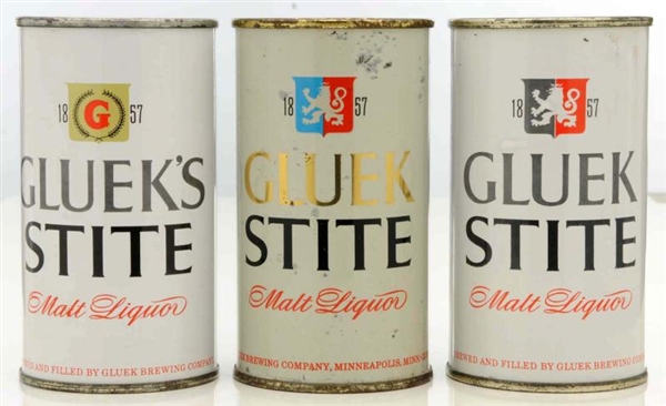 GLUEKS STITE FLAT TOP 8-OZ. BEER CANS.           
