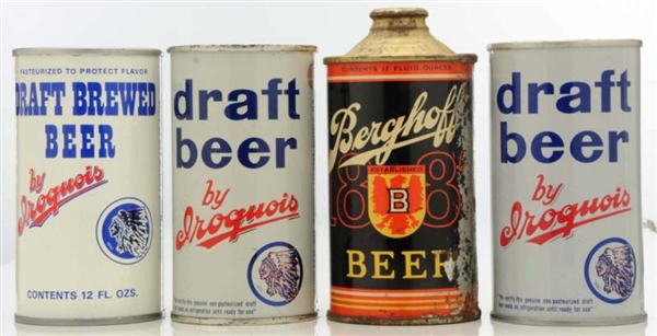 IROQUOIS & BERGHOFF BEER CANS.                    