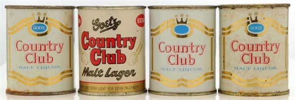 COUNTRY CLUB FLAT TOP BEER CANS.                  