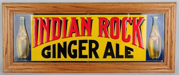 INDIAN ROCK GINGER ALE TIN LITHO SIGN.            