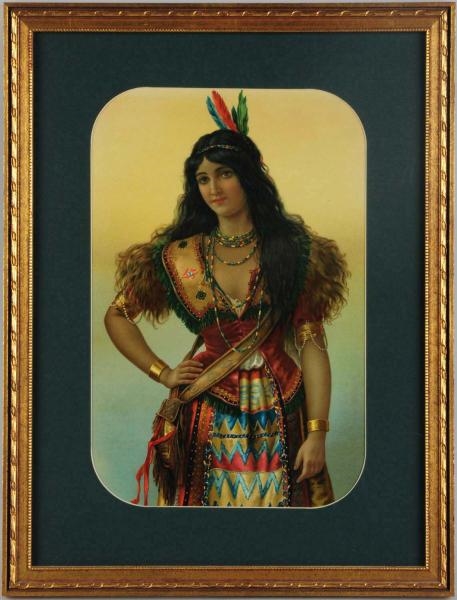 TEXAS PACIFIC RAILWAY INDIAN MAIDEN LITHOGRAPH.   