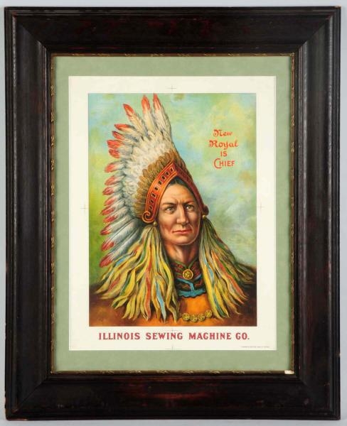 ILLINOIS SEWING MACHINE ROYAL CHIEF LITHOGRAPH.   