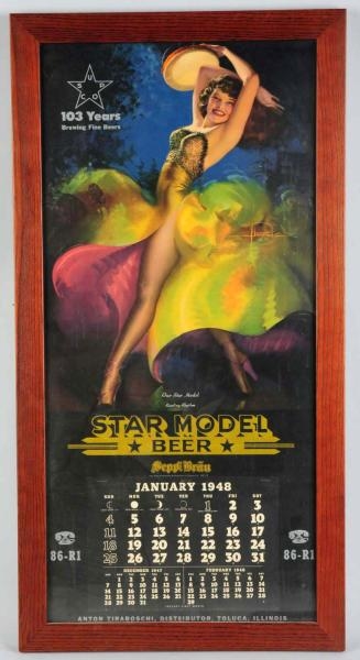 STAR MODEL BEER 1948 CALENDAR LITHOGRAPH.         
