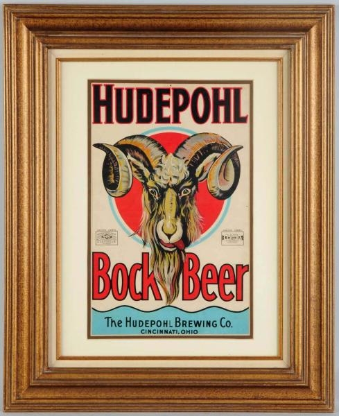 HUDEPOHL BOCK BEER LITHOGRAPH POSTER.             
