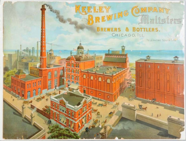 KEELEY BREWING CO. FACTORY SCENE LITHOGRAPH.      