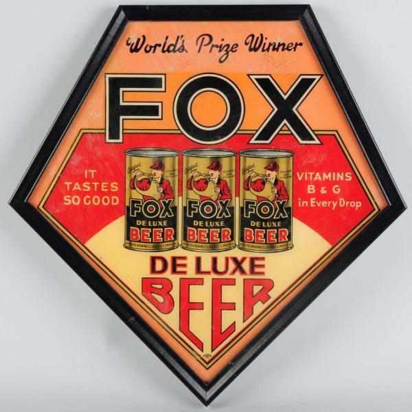 FOX DELUXE REVERSE GLASS PAINTED & TRANSFER SIGN. 