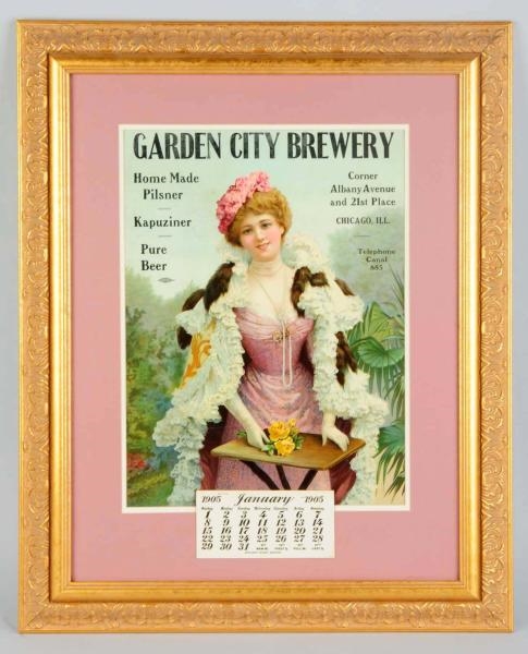 GARDEN CITY BREWERY 1905 CALENDAR LITHOGRAPH.     