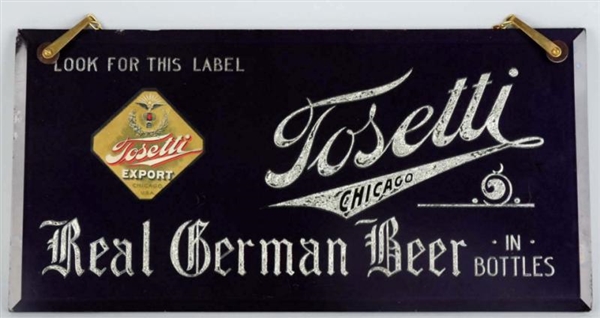 TOSETTI BEER REVERSE GLASS HANGING SIGN.          