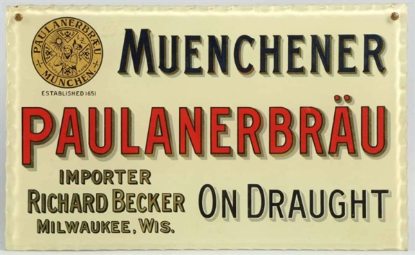 PAULANERBRAU BREW PINCHED-EDGE REVERSE GLASS SIGN 