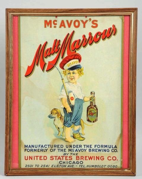 MCAVOYS MALT MARROW CARDBOARD LITHOGRAPH.        