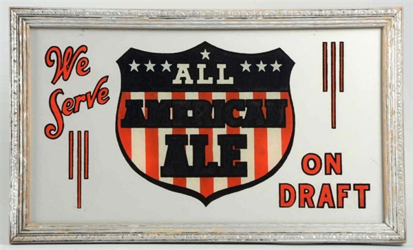 AMERICAN ALE REVERSE GLASS PAINTED SIGN.          