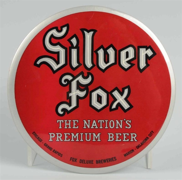SILVER FOX BEER CELLULOID BUTTON SIGN.            