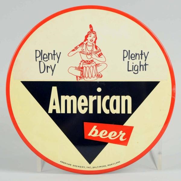 AMERICAN BEER CELLULOID BUTTON SIGN.              