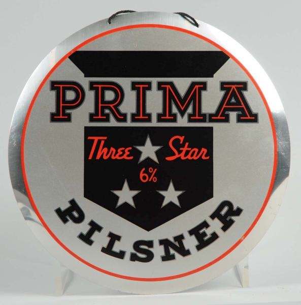 PRIMA THREE STAR PILSNER ALUMINUM LEYSE SIGN.     