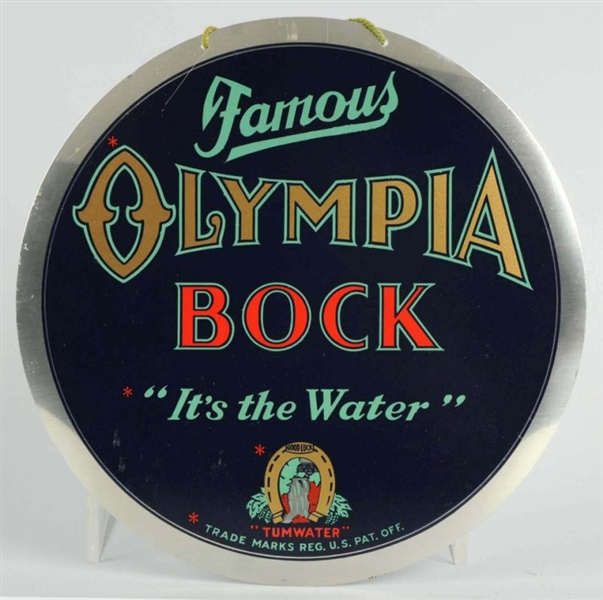 OLYMPIA BOCK BEER ALUMINUM LEE-SEE SIGN.          