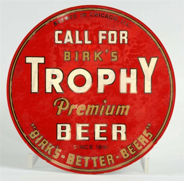 TROPHY BEER REVERSE GLASS SIGN.                   