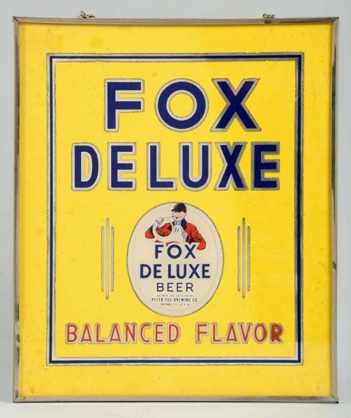 FOX DELUXE REVERSE GLASS SIGN.                    