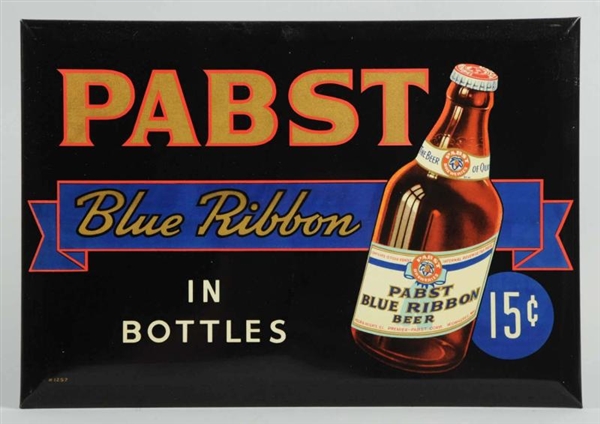 PABST BLUE RIBBON TIN OVER CARDBOARD SIGN.        