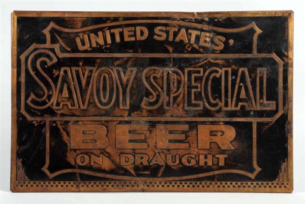 SAVOY SPECIAL UNITED STATES BEER SIGN.            