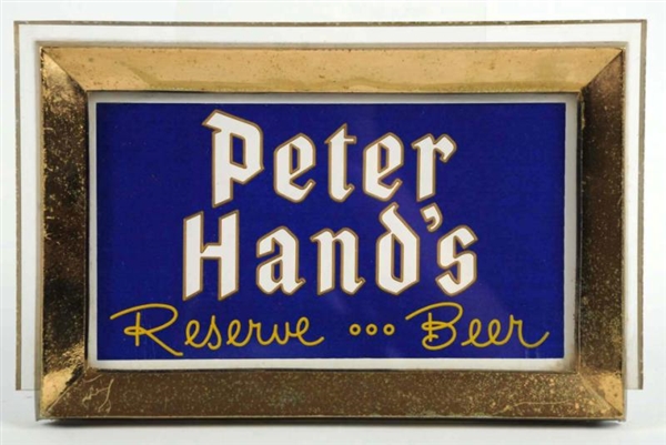 PETER HANDS REVERSE GLASS PAINTED SIGN.          