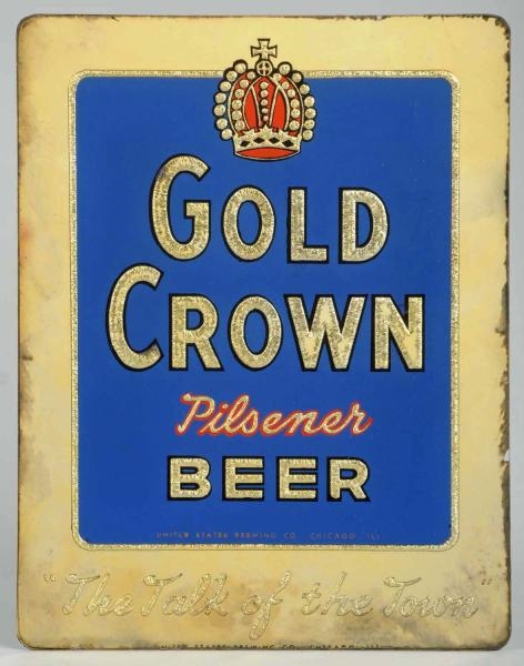 GOLD CROWN BEER REVERSE GLASS MIRROR SIGN.        