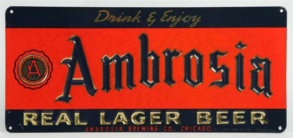 AMBROSIA BEER TIN EMBOSSED SIGN.                  