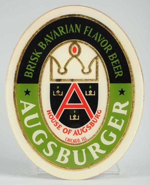 AUGSBURGER BEER REVERSE GLASS PAINTED SIGN.       