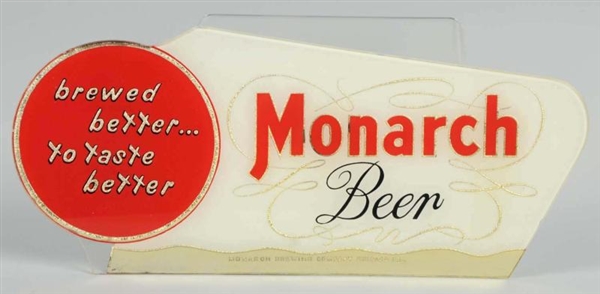 MONARCH BEER REVERSE GLASS PAINTED SIGN.          