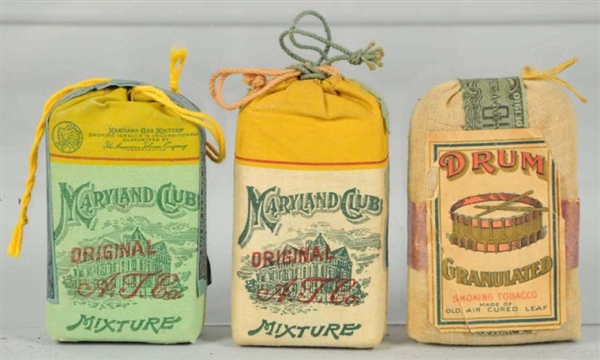 LOT OF 3: ASSORTED CLOTH TOBACCO POUCHES.         