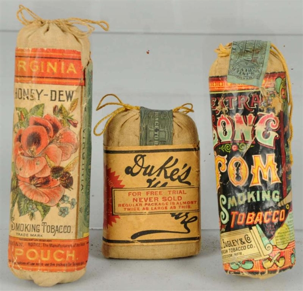 LOT OF 3: ASSORTED CLOTH TOBACCO POUCHES.         