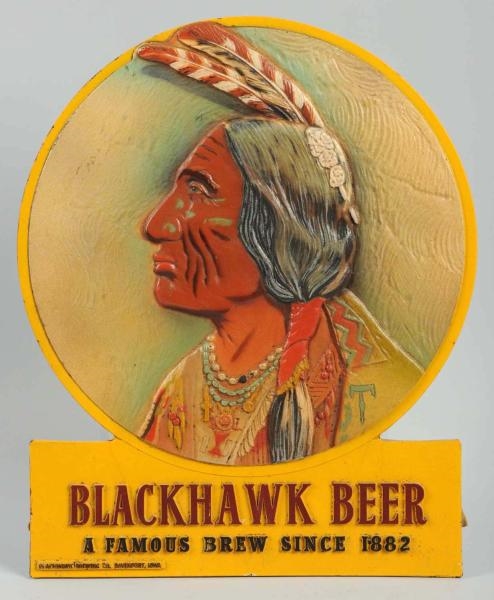 BLACKHAWK BEER COMPOSITE STAND-UP BEER SIGN.      