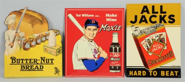 LOT OF 3: ASSORTED ADVERTISING SIGNS.             
