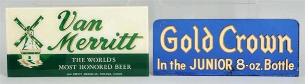 LOT OF 2: REVERSE GLASS PAINTED SIGNS.            