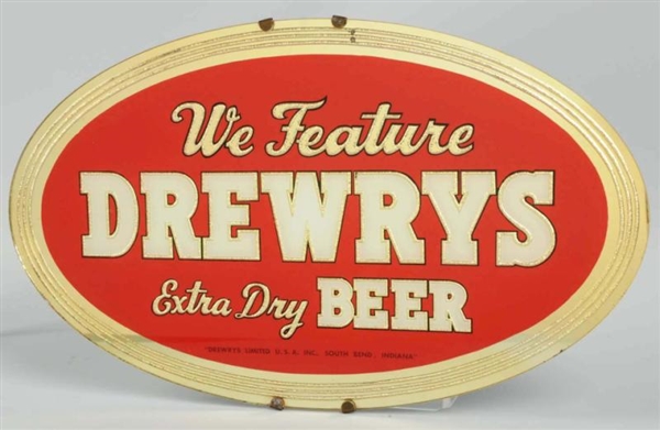 DREWRYS BEER PAINTED REVERSE GLASS MIRROR SIGN.   
