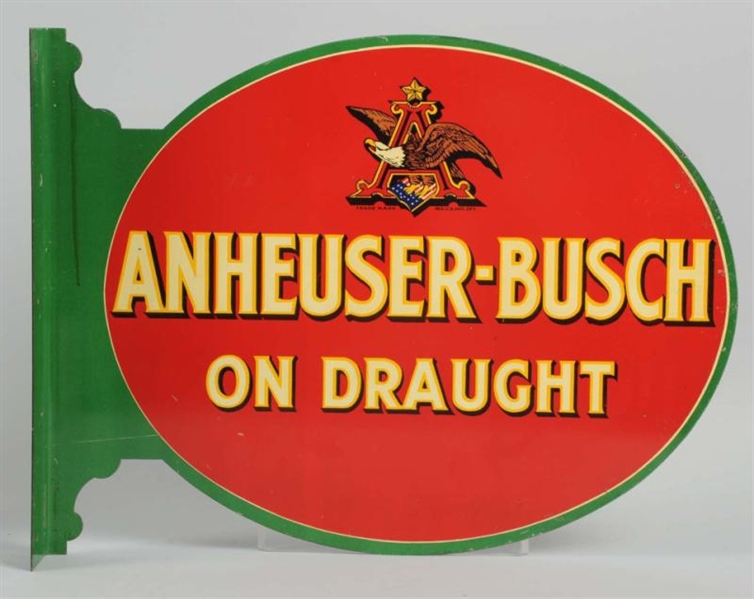ANHEUSER-BUSCH DOUBLE-SIDED METAL FLANGE SIGN.    